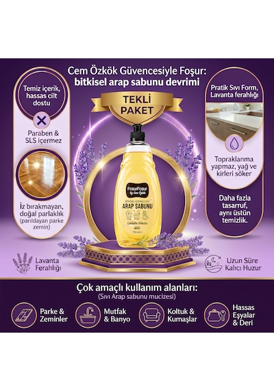 Foşur Foşur By Cem Özkök Lavantalı Bitkisel İçerikli Sıvı Arap Sabunu Tekli