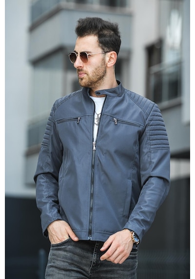 Oksit Abuja Slim Fit Fermuar Detaylı Dik Yaka Su İtici Erkek Mevsimlik Mont 001