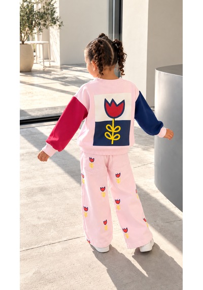 Elzo Collection Kız Çocuk Dokuma Gabardin Pantolon Lale Baskılı Sweatshirt Şardonsuz 3iplik Kumaş Alt Üst Takım Çok Renkli Elzo Collection Kız Çocuk Dokuma Gabardin Pantolon Lale Baskılı Sweatshirt Şardonsuz 3iplik Kumaş Alt Üst Takım Çok Renkli