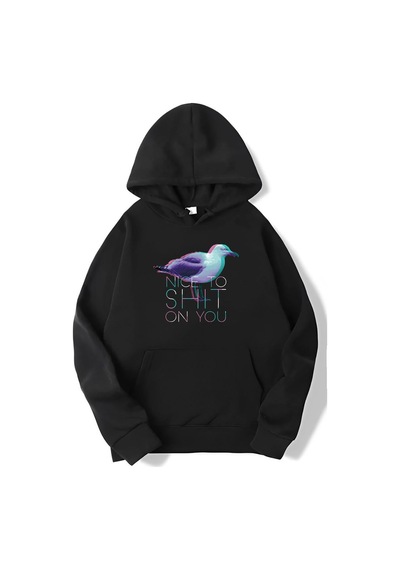 Brz Collection Unisex Oversize Seagull Nice To Sht Sweatshirt Hoodie-siyah Siyah