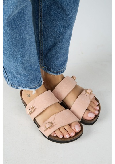Manijero Gabi Kadın Deri Bağcıksız Pudra Terlik