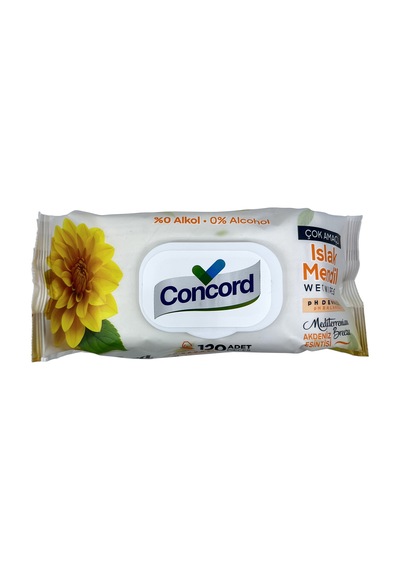 Concord Islak Mendil 120 Adet - Alkol İçermez - Ph Dengeli - Akdeniz Esintisi Tekli