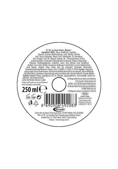 Arko Nem Besleyici Bakım Kremi Zeytinyağlı 250+60 Ml