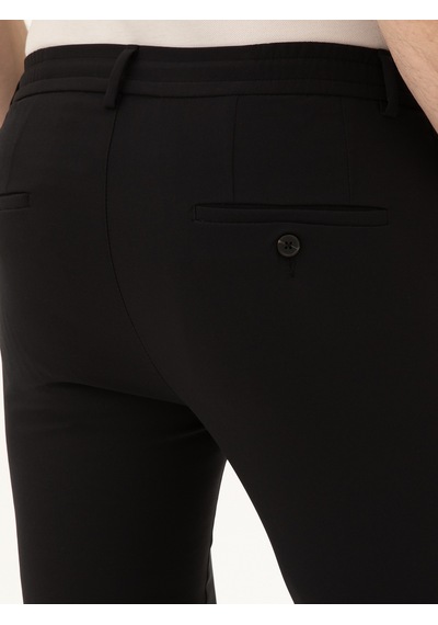 Cacharel Siyah Slim Fit Beli Bağcıklı Pantolon