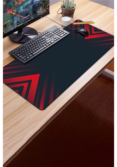 Sonictouch Klavye Mousepad 40x90cm Dikişsiz Pürüzsüz Sıvı Geçirmez Kaymaz Taban Kırmızı Hücum