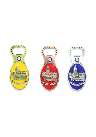 4 Adet Galata Kulesi Magnet Ve Açacak Yöresel Tasarım, Buzdolabı Magneti Ve Bottle Opener, 10 Cm Metal