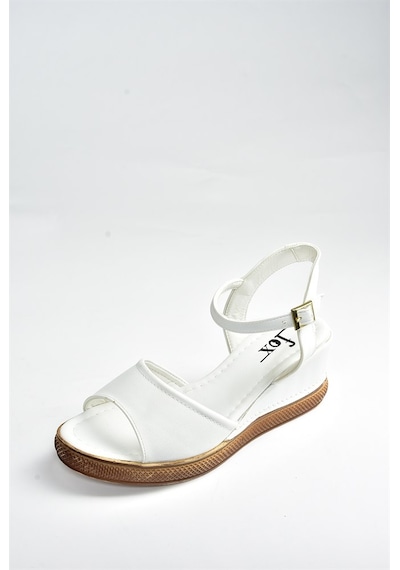 Fox Shoes Beyaz Kadın Dolgu Topuklu Ayakkabı K674605409 Beyaz-suni Deri