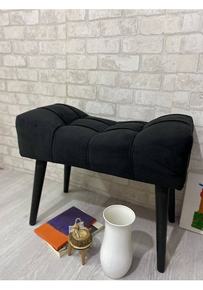 puf , siyah ,puf  ahşap  ayak çima dikiş spor modern tasarım şık