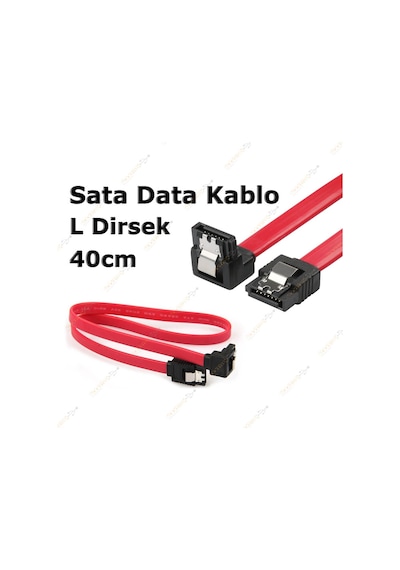 40 Cm Sata Data Kablo - 90 Derece - Metal Klip
