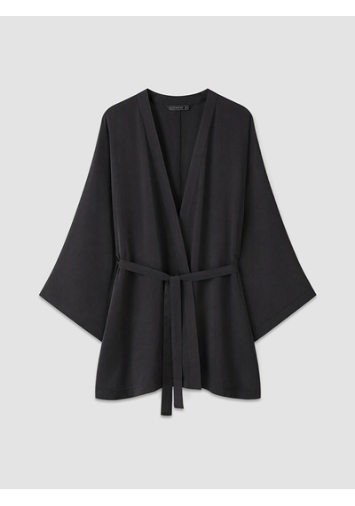 Lcw Dream Siyah Kuşaklı Oversize Kadın Sabahlık