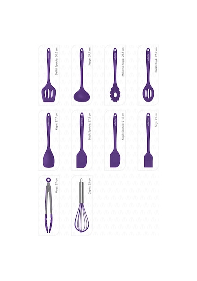 Salvatore Yanmaz  Yapışmaz Silikon Spatula Seti 10 Parça Mor