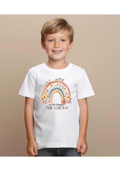 Aselinda Back To School Baskılı Unisex Çocuk Tişört-okula Dönüş Baskılı Çocuk Tişört Beyaz