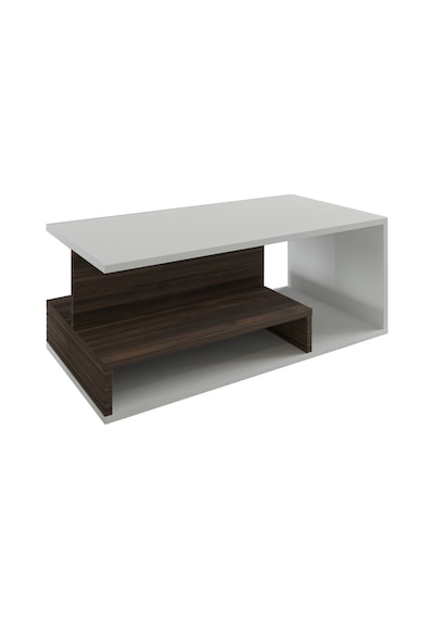 Vera Mini Orta Sehpa Modern Tasarım, Fonksiyonel Raflı Yap Beyaz/ceviz