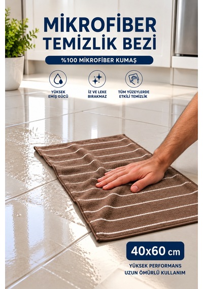 2'li Yüksek Emici Mikrofiber Mutfak Kurulama Bezi Çizgili Mutfak Havlusu 40x60 Cm Diğer