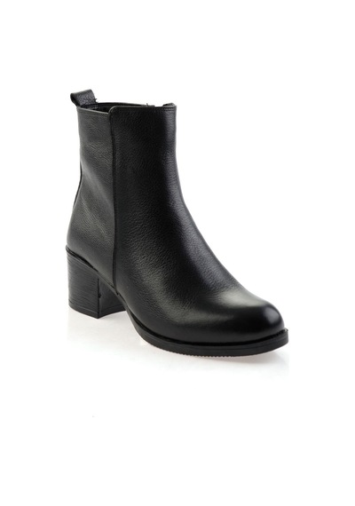 Siyah Hakiki Deri Kadın Bot & Bootie K02286001103 Siyah