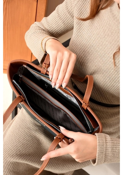 Just Polo Kadın Büyük Boy El Ve Omuz Çantası Lacivert - Taba 23602795