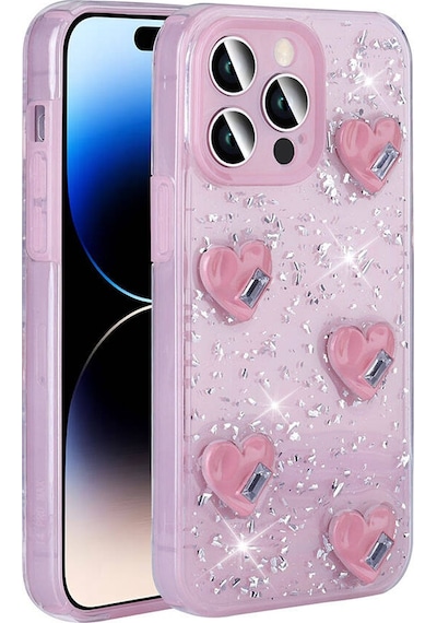 Zore Apple Uyumlu iPhone 14 Pro Max Kılıf Airbagli Simli Arka Yüzey Işıltı Silikon Kapak - Bey N/a