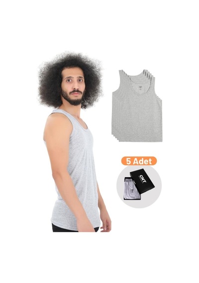 Cnt Erkek Atlet Pamuklu Basic 5'li Premium Paket Gri Melanj Gri Melanj