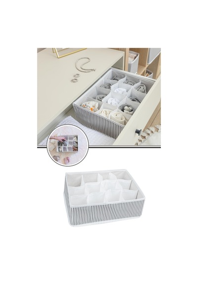 12 Bölmeli Çekmece Içi Düzenleyici, Çok Amaçlı Takı Çorap Kravat Eşarp Organizer Kutu Kumaş 100 X 10 Diğer