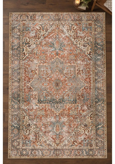 Artloop İstanbul Renkli Eskitme Otantik Desenli Vintage Dokuma Tabanlı Şönil Halı Al 659 Renkli - Eskitme
