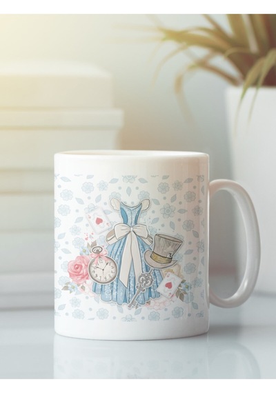 Beyaz Kupa Bardak Alice Harikalar Diyarı