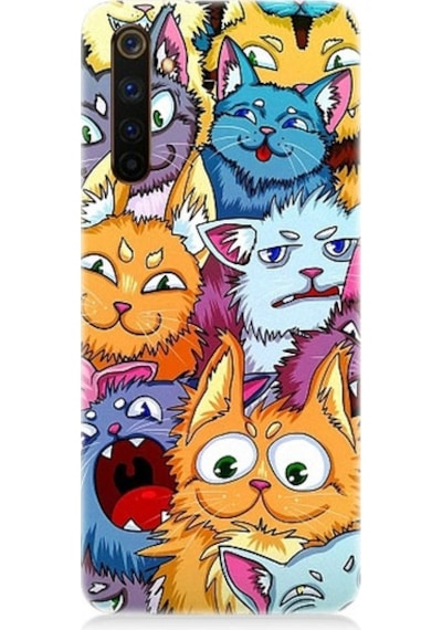 Realme 6 Pro Uyumlu Sevimli Kedi Ve Köpekler Desenli Silikon Kılıf