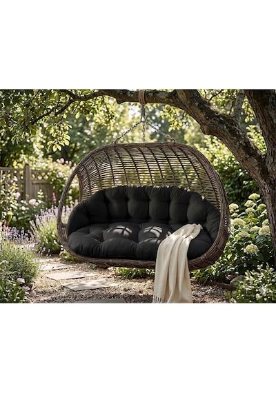 Çift Kişilik Salıncak Minderi Sadece Minder 60x120 Cm Oturma Siyah Çift Kişilik Salıncak Minderi Sadece Minder 60x120 Cm Oturma Siyah