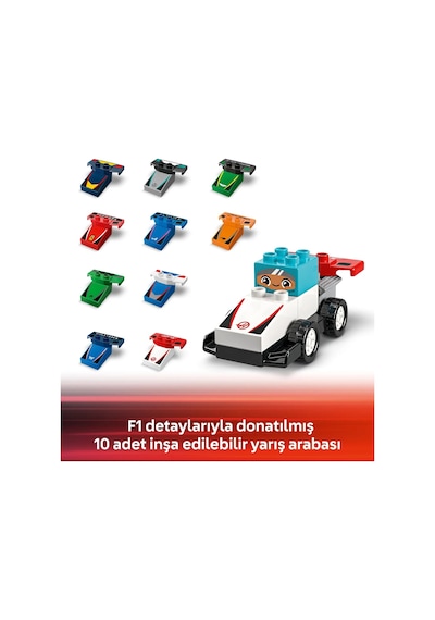 LEGO® DUPLO® Kasabası F1® Takımı Yarış Arabaları ve Sürücüler 10445 - 2 Yaş ve Üzeri Küçük Çocuklar İçin Eğitici Oyuncak Yapım Seti (70P)