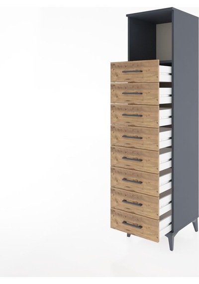 Hyperion Dolap Tek Raflı 8 Çekmeceli 44x44x182 Antrasit-çam Antrasit Hyperion Dolap Tek Raflı 8 Çekmeceli 44x44x182 Antrasit-çam Antrasit