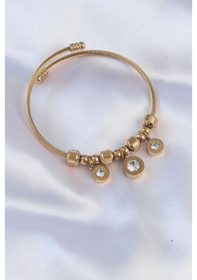 316l Çelik Gold Renk Zirkon Taşlı Model Charm Bileklik Çok Renkli