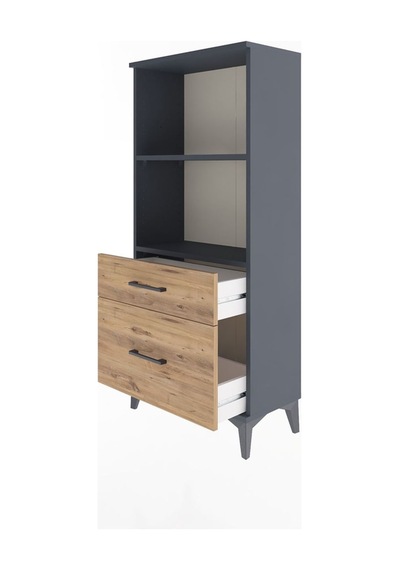 Arges Dolap 2 Raflı 2 Çekmeceli 60x30x134 Antrasit-çam Antrasit