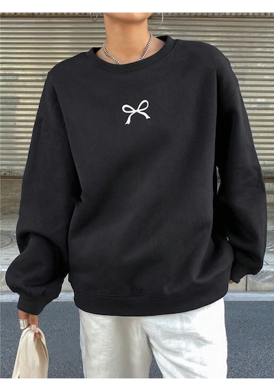 Startmore Siyah Unisex Erkek/kadın Kurdalye Özel Renkli Oversize Bisiklet Yaka Pamuklu