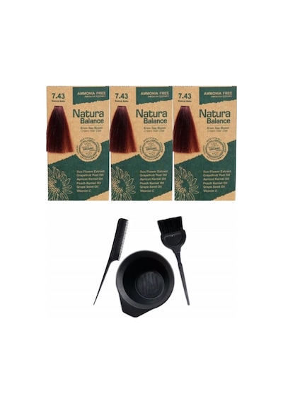Natura Balance Saç Boyası 7.43 Kumral Bakır 3 Adet+Saç Boyama Set