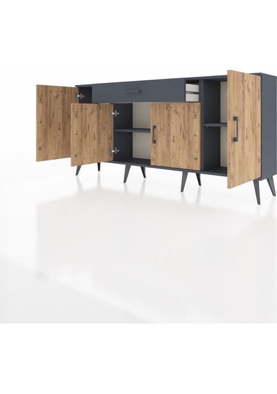 Arges Konsol 3 Raflı Tek Çekmeceli 4 Kapaklı 176x30x83 Antrasit-çam/antrasit Çam/antrasit Arges Konsol 3 Raflı Tek Çekmeceli 4 Kapaklı 176x30x83 Antrasit-çam/antrasit Çam/antrasit