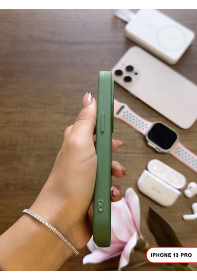Apple iPhone 13 Pro Uyumlu Kamera Korumalı Darbeye Dayanıklı Renk Atmayan Keep Silikon Kılıf Yeşil