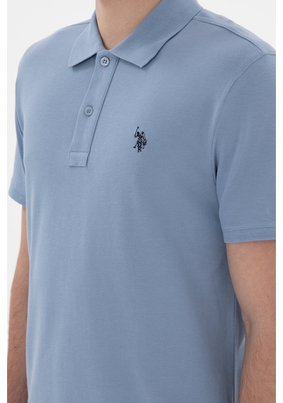 U.S. Polo Assn. Erkek Slim Fit Polo Yaka Mavi Basic Tişört 50297984-VR036