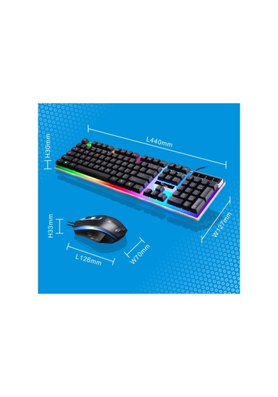 Led Işıklı Oyuncu Klavye Mouse Seti Usb Girişli Kablolu J-1001