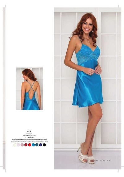 Pierre Cardin Saten Güpürlü Gecelik 608 001