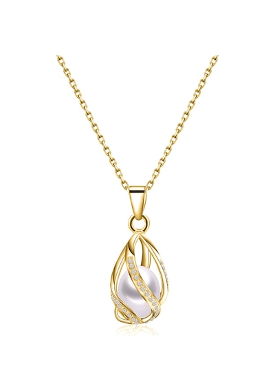 Brezza Lusso Jewelry Doğal Inci Gümüş Kolye Altın Kaplama (506090059) 45 CM