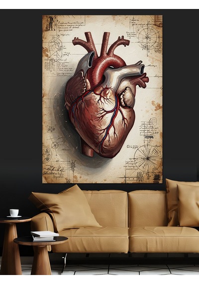 Ahşap Tablo Anatomik Kalp Ve Klasik Yazılar