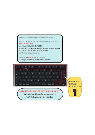 Rusça Klavye Koruyucu Uk Apple Uyumlu MacBook Air-pro Kılıf M1-m2-m3-m4 2021-2024 Yılı Touchıd'li İle Gradient Pembe