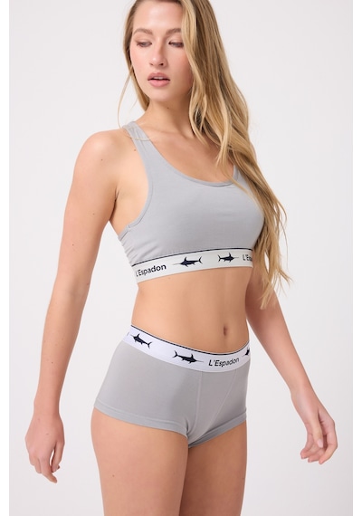 Athleshorts Yüksek Bel Kadın Kısa Boxer Şort-3264 Gri