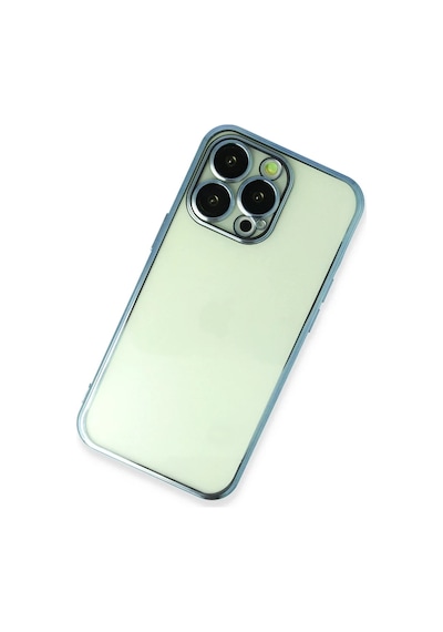 Apple iPhone Uyumlu  13 Pro Uyumlu Kılıf Lensli Silikon - Açık Mavi