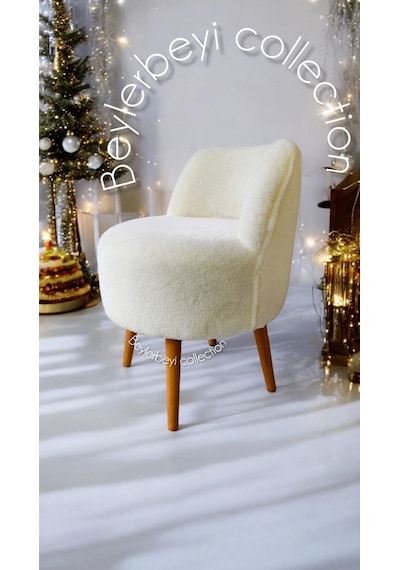 Mini Berjer, Kırık Beyaz Renkli , Dekoratif Berjer, Makyaj Mini Berjer, Dekoratif Berjer, Puf Bench Beyazıt