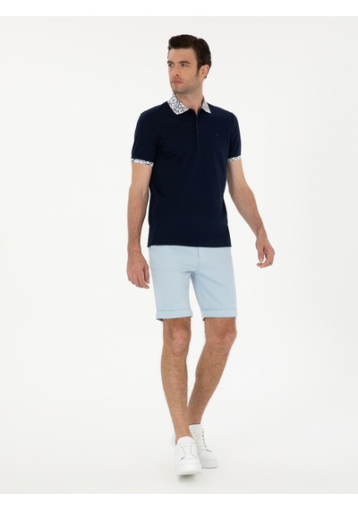 Lacivert Slim Fit Polo Yaka Merserize T-shirt