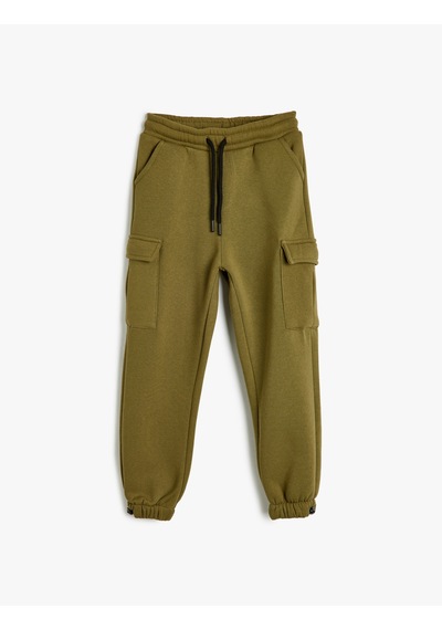 Koton Jogger Eşofman Altı Kargo Cepli Beli Bağlamalı Şardonlu Haki 5wkb40005tk Haki