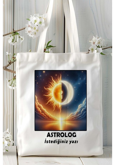 Art Hediye Astrolog Baskılı Bez Omuz Çantası Kişiye Özel Model 3 Çok Renkli