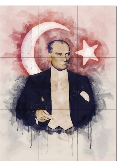 Atatürk Serisi 40,50x54 Cm 9 Parça Atatürk Ahşap Tablo Seti