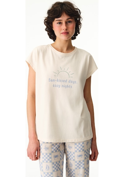 Penti Bej Sun Kissed Pamuklu Tişört Pijama Üstü