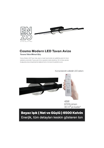 Cosmo Silver Led Tavan Avize Kumandalı Dim Edilebilir Aşağı Işık Beyaz Işık